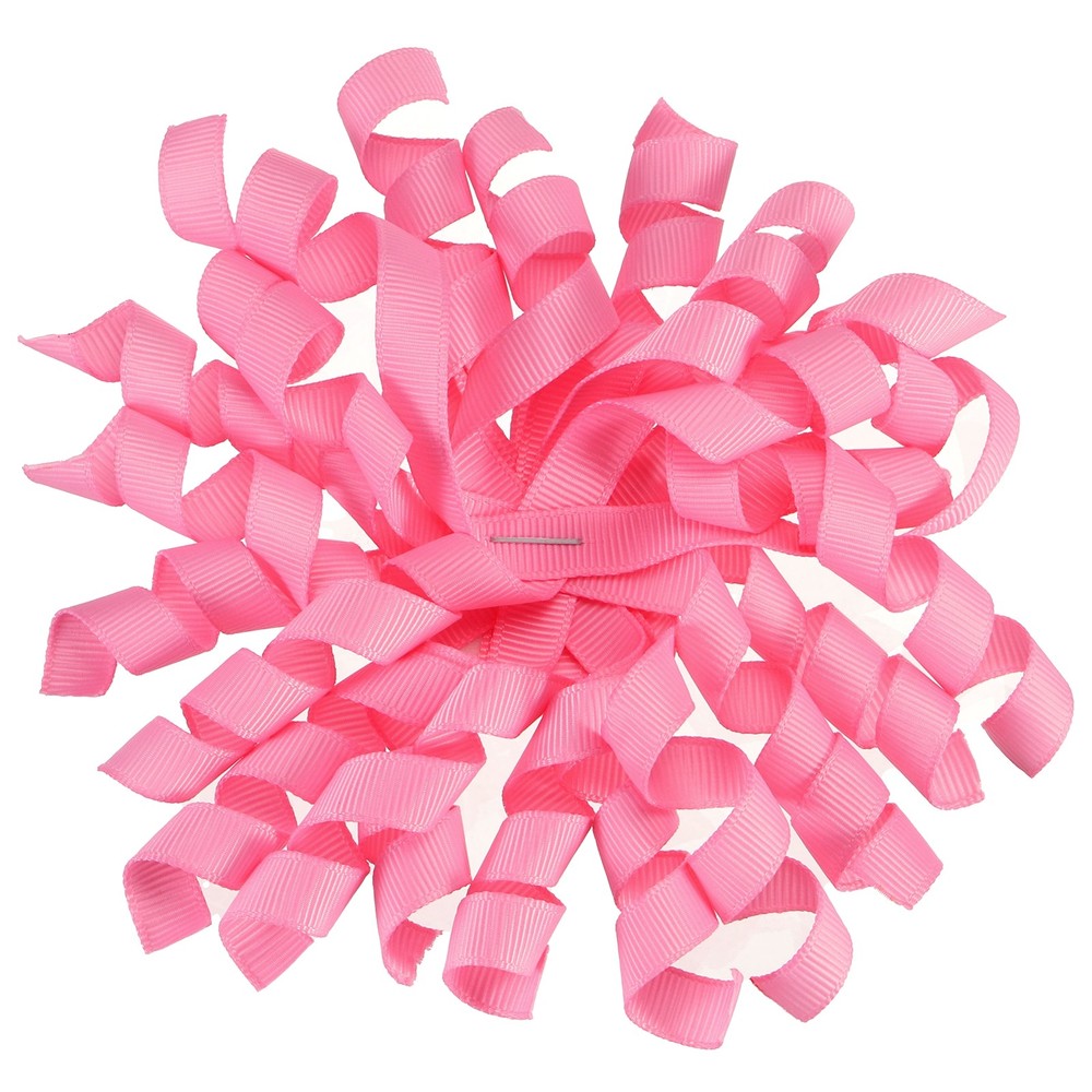 6 Pcs 4 Inch Grosgrain Curly Bows for Gift Wrapping Self-Adhesive Rose Pink