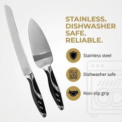 LUSHIG Wedding Cake Knife and Server Set, Stainless Steel Cake Serving Set wi…
