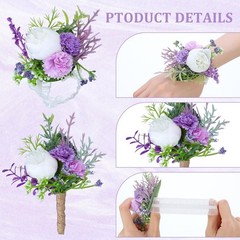 36 Pcs Wedding Corsage and Boutonniere Set Artificial Rose Wedding Corsage Wr…