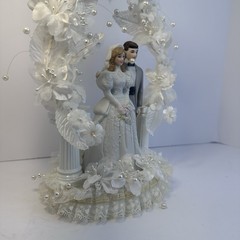 Vintage 1990’s Wilton Cake Topper GRAY SUIT Dark /Light Hair Designer series