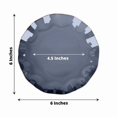 10 NAVY BLUE 6″ Round PLASTIC Salad Dinner PLATES Gold Wavy Rim Wedding Party