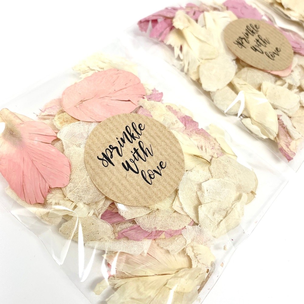 Pink, Lilac, Blue Ivory Dried Biodegradable Wedding Confetti Petal Bags Packets