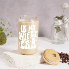 Wifey Cup, Engagement Gifts for Her, Bride Gifts, 16 oz Coffee Glass Cups