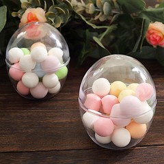 12 CLEAR 4 oz Mini Egg Shaped Plastic Dessert CUPS Party Events Home Decorations