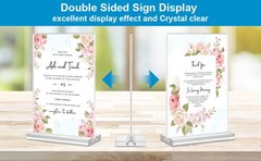 Acrylic Sign Holder, Clear Double Sided Clear Table Menu Vertical Display