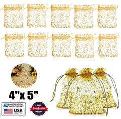 200× Organza Bag Tulle Drawstring Packaging Display Jewelry Pouches Wedding Gift