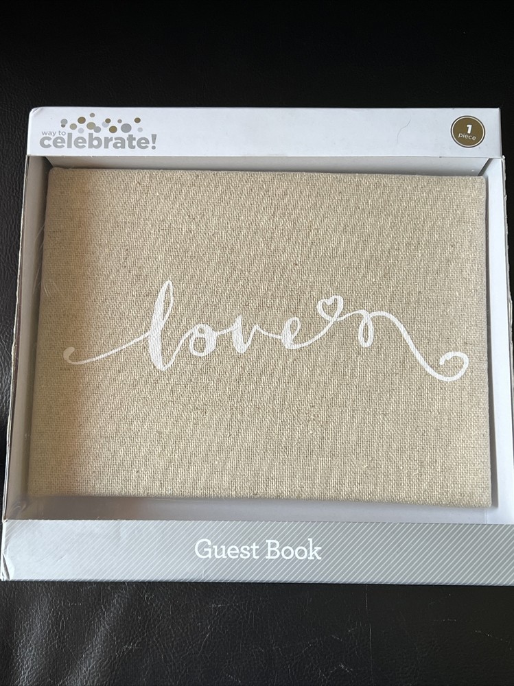 Way to Celebrate Burlap Wedding / Baby Shower Guest Sign In Book New