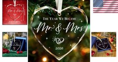 Charming Glass Mr and Mrs Ornament for Newlyweds – Perfect Bridal Shower Gift