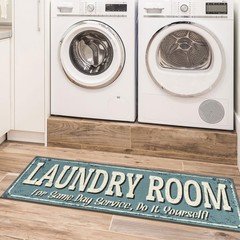 20×59 Inch Laundry Room Rug NonSlip Runner Mat StainResistant Entryway Blue