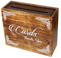ARTISENIA Wooden Wedding Card Box with Slit Gift 12″ X 10″ X 4.5″, Brown