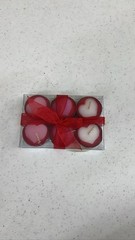 Valentines heart tea light candle pk of 6