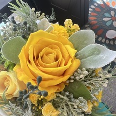 Yellow White Rose Small Peonies Artificial Wedding Bridal Bouquet Flowers New