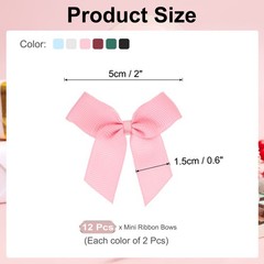 12Pcs Mini Grosgrain Ribbon Bow 2″ Self Adhesive Flower Bows Multicolor