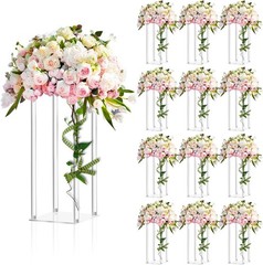 4 Pieces Tall Acrylic Vase Wedding Centerpieces Clear Flower Stand Column