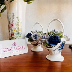 Royal Albert Moonlight Rose Porcelain Flower Basket – England Bone China