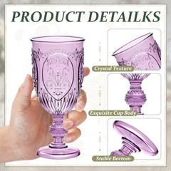 Pcs Plastic Goblets 7.5oz Vintage Goblet Plastic Wine Glasses Colored 6 Purple