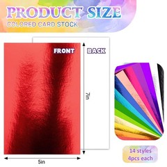 56 Sheets 14 Colors Metallic Cardstock, 5x7in 5 x 7 Inch, Multicolor