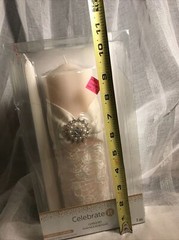 CELEBRATE IT WEDDING CANDLE SET 3 pc NEW LACE RHINESTONE PEARLS SALE! Stunning