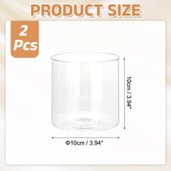 2Pcs Transparent Glass Candle Holder Tube Shade (H:3.9″ OD:4″)