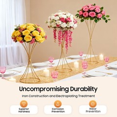 3 pcs Gold Wedding Table Hourglass-shaped Flower Stand For Anniversary Ceremony