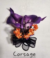 Purple Orange Black Rose Calla Lily Sola Wood Bridal Wedding Bouquet Accessories
