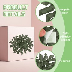 6 Pcs 4 Inch Grosgrain Curly Bows for Gift Wrapping Self-Adhesive Deep Green
