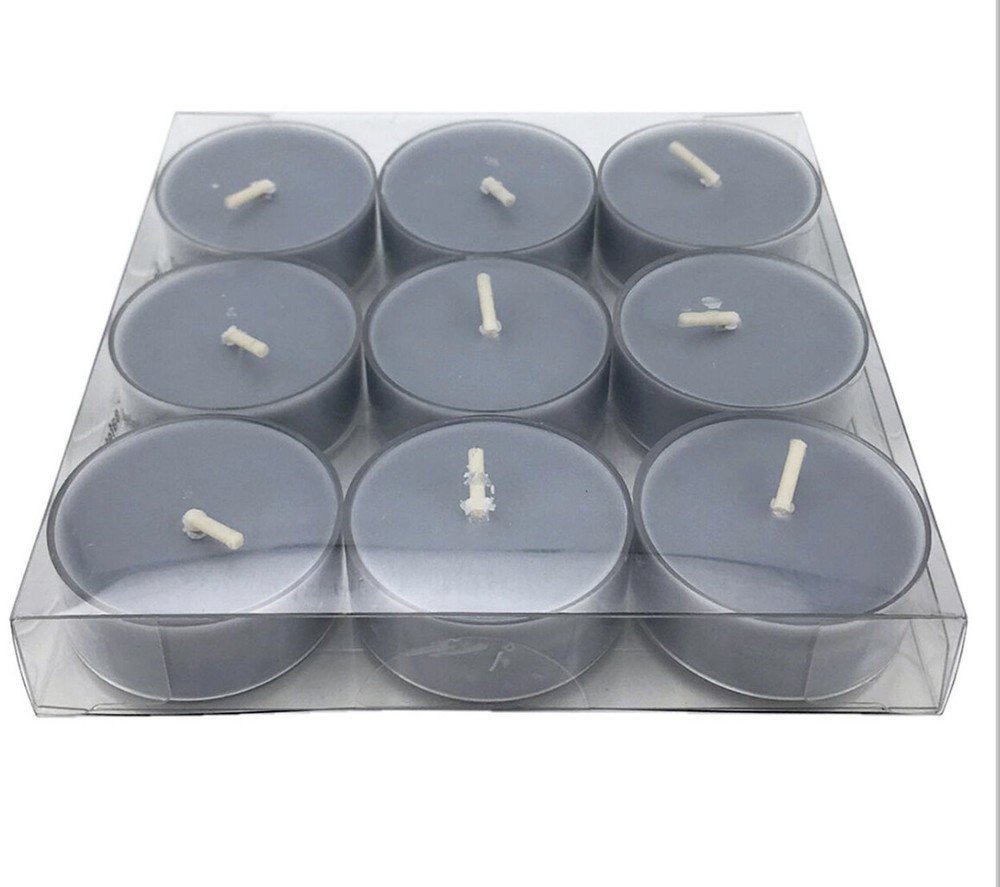 Unscented candles 9PK TEALIGHT LIGHT GREY