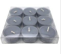 Unscented candles 9PK TEALIGHT LIGHT GREY