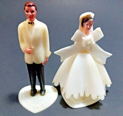 Vintage Wilton Cake Topper Bride and groom 1950s 3.5” Plastic Lot of 14