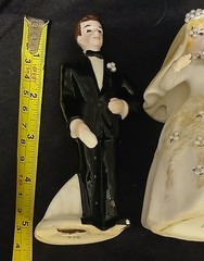 Vintage Unique Faux Pearl Embellishment Bride Groom Lefton Wedding Cake Topper