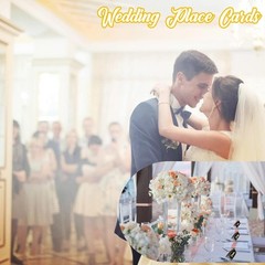 100 Pcs Black Place Cards and Gold Pen for Weddings, Name with Gold…