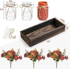 3 Pcs Mason Jar Centerpiece Table Decorations for Dining Table Decor Farmhouse C