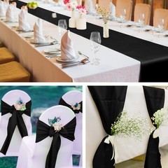 Aneco 12 Pack Satin Table Runner 12 x 108 Inch Black Long Wedding Satin Silk …