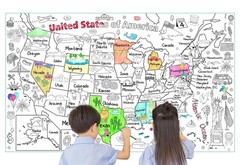 Licidecopai 54×33 Inch US Themed Giant Coloring Poster – 54″L x 33″W, Map