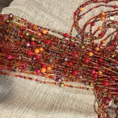 Bohemian Hippy Beaded Curtain Doorways,glass Beads Red 35”wide