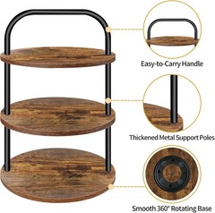 Large Wooden Cupcake Stand Set – 360° Rotating and Durable for Parties