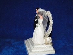 New Handmade Bride & Groom Wedding cake topper or Centerpiece in white