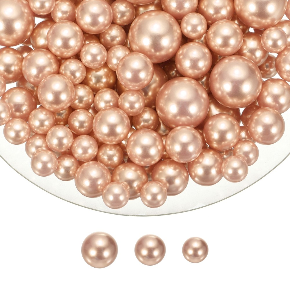 200 Pcs Pearl Bead for Vase Filler, 20/14/10mm Floating Beads(Rose Gold)