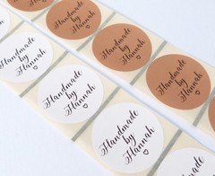 45MM WHITE OR KRAFT BROWN ROUND PERSONALISED ‘HANDMADE BY’ LABELS STICKERS