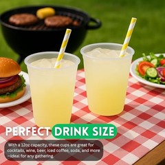 Concession Essentials – 12oz Frost Flex Plastic Cups – Shatterproof 12oz-50ct