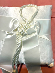 Satin ring bearer pillow white 8 x 8 inches