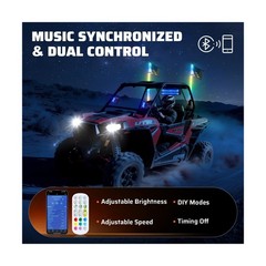2 PCS 4FT Whip Lights with Spring Base, APP & Remote Control Led Whip Lights …
