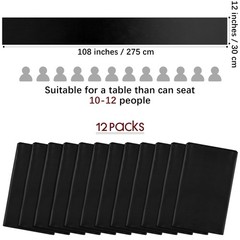 Aneco 12 Pack Satin Table Runner 12 x 108 Inch Black Long Wedding Satin Silk …
