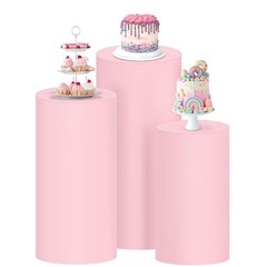Cylinder Pedestal Stand Covers Spandex Flexible Display Box for Birthday Party W