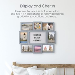 MELANNCO Collage Picture Frame with Letter Board, 8 Opening Photo Collage Wal…