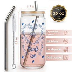 Something Blue Bride to be Gifts Glass Tumbler for 16 Ounces, Transparent