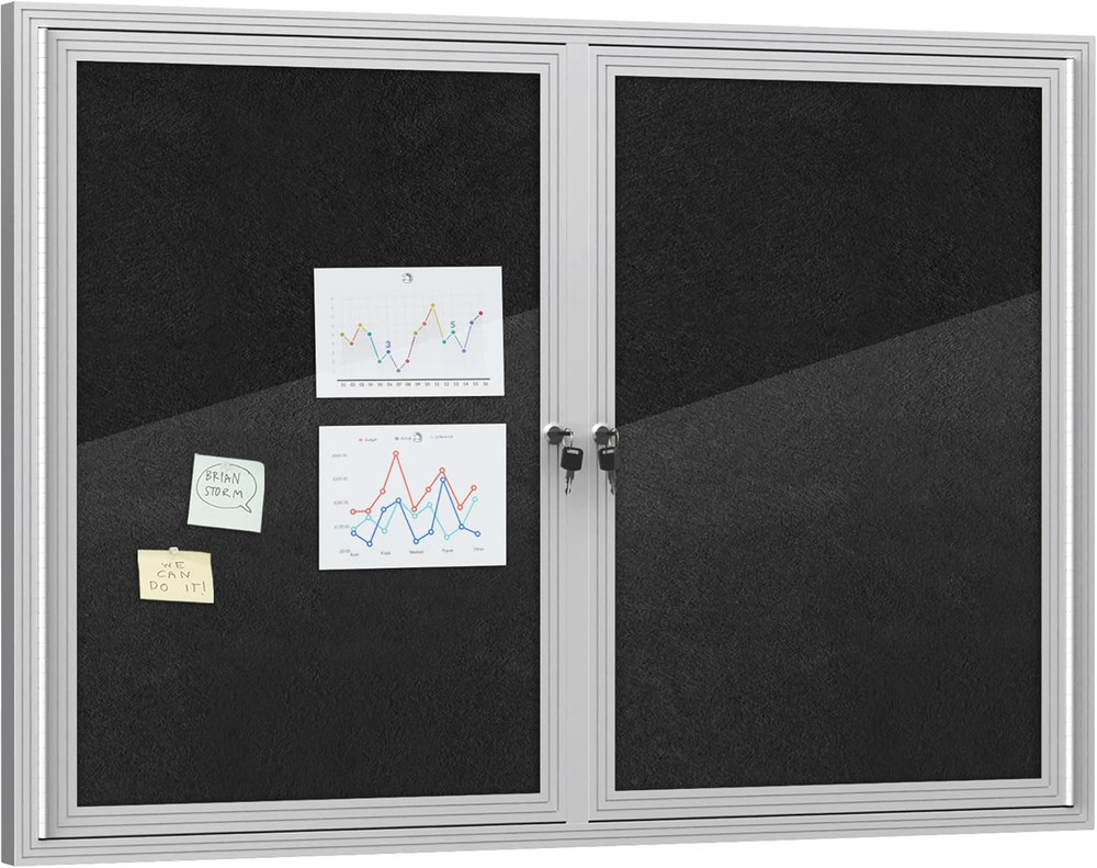 48″X34″ Enclosed Bulletin Board, Outdoor Lockable Weather-Resistant Aluminum Cor