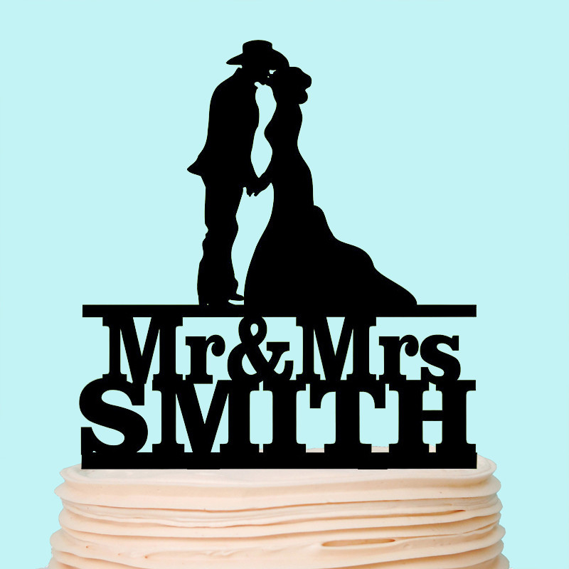 Personalized Country Wedding Cake Toppers Bride and Groom Cowboy Decorations