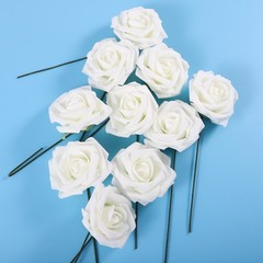 10-Pack Cream White Bridal Bouquet Flowers