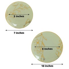 20 Round Sage Green Plastic Salad Dinner Plates Gold Floral Design Events
